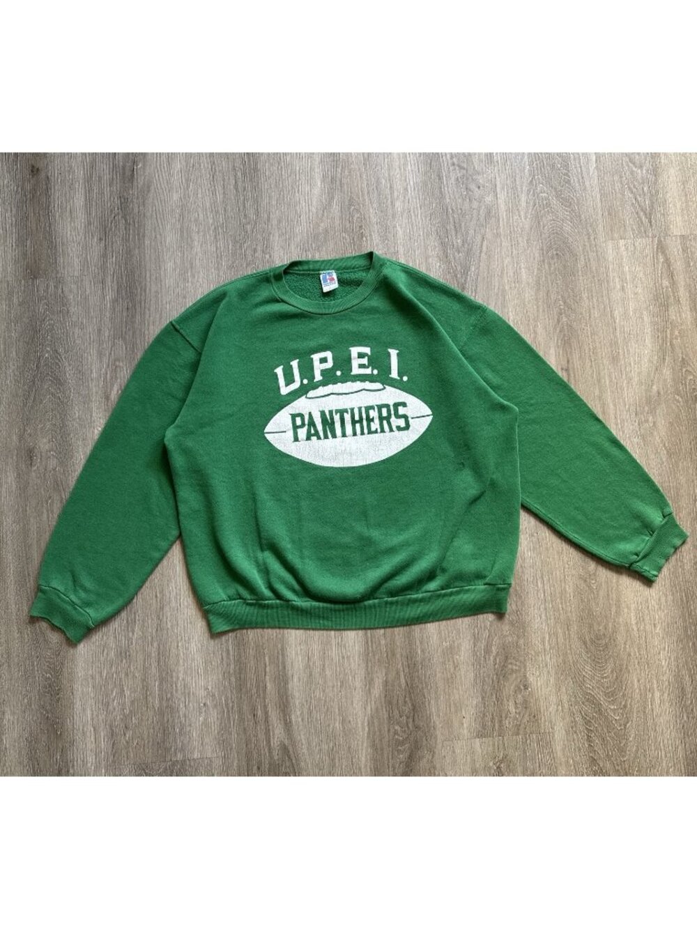 Rare Vintage 90s UPEI Panthers Russell Athletic Green Crewneck Sweater Large